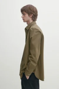 Loose fit stretch cotton twill shirt - Görsel 3