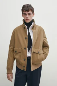 Cotton blend jacket with pockets - Görsel 2